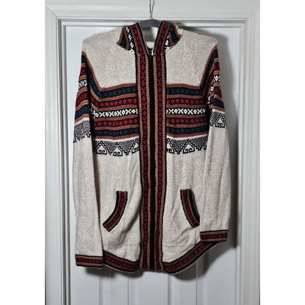 Ecologic Arts 100% Alpaca‎ Sweater Hoodie Women's Size XL Aztec Western Full Zip